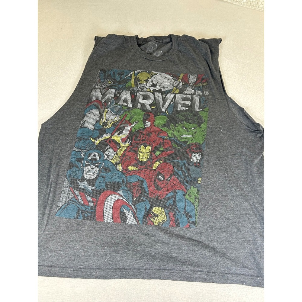 Marvel Comics Graphic Muscle Tank Men 2XL Gray Superhero